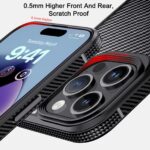 For iPhone 15 Pro iPAKY MG Series Carbon Fiber PC + TPU Protective Phone Case(Dark Red) - Image 4