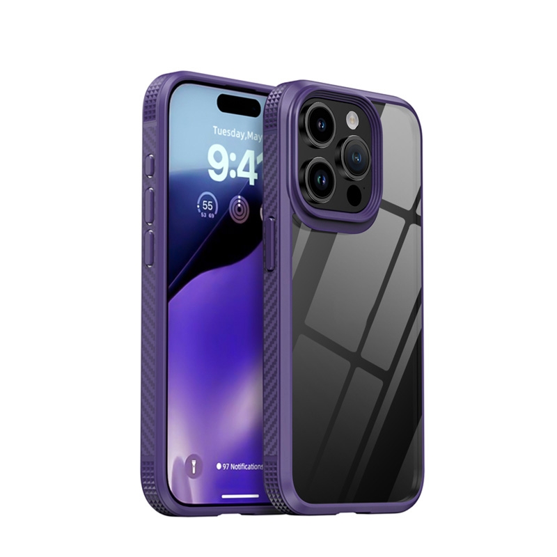 EDA005296002D.jpg For iPhone 15 Pro iPAKY MG Series Transparent PC+TPU Phone Case(Purple) - Image 1