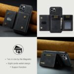 For iPhone 15 Pro DG.MING M2 Series 3-Fold Card Bag Wallet Leather Phone Case(Black) - Image 4