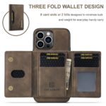 For iPhone 15 Pro DG.MING M2 Series 3-Fold Card Bag Wallet Leather Phone Case(Coffee) - Image 2