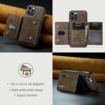 For iPhone 15 Pro DG.MING M2 Series 3-Fold Card Bag Wallet Leather Phone Case(Coffee) - Image 4
