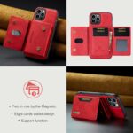 For iPhone 15 Pro DG.MING M2 Series 3-Fold Card Bag Wallet Leather Phone Case(Red) - Image 4
