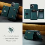 For iPhone 15 Pro DG.MING M2 Series 3-Fold Card Bag Wallet Leather Phone Case(Green) - Image 4