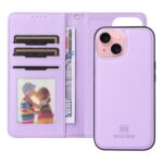 For iPhone 15 BETOPNICE BN-005 2 in 1 Detachable Imitate Genuine Leather Phone Case(Light Purple) - Image 4