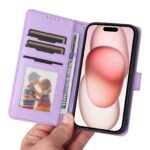For iPhone 15 BETOPNICE BN-005 2 in 1 Detachable Imitate Genuine Leather Phone Case(Light Purple) - Image 5