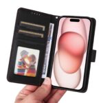 For iPhone 15 BETOPNICE BN-005 2 in 1 Detachable Imitate Genuine Leather Phone Case(Black) - Image 5