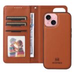 For iPhone 15 BETOPNICE BN-005 2 in 1 Detachable Imitate Genuine Leather Phone Case(Brown) - Image 4
