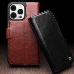 For iPhone 15 Pro QIALINO Classic 103 Buckle Genuine Leather Phone Case(Brown) - Image 2