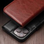 For iPhone 15 Pro QIALINO Classic 103 Buckle Genuine Leather Phone Case(Brown) - Image 3