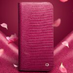 For iPhone 15 Plus QIALINO Little Crocodile Texture Genuine Leather Phone Case(Rose Red) - Image 2