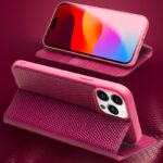 For iPhone 15 Plus QIALINO Little Crocodile Texture Genuine Leather Phone Case(Rose Red) - Image 3