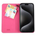 For iPhone 15 Pro Max GEBEI Top-grain Horizontal Flip Leather Phone Case(Rose Red) - Image 4