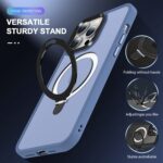 For iPhone 15 Pro Max Skin-feel MagSafe Holder PC Hybrid TPU Phone Case(Blue) - Image 3
