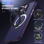 For iPhone 15 Pro Max Skin-feel MagSafe Holder PC Hybrid TPU Phone Case(Dark Purple) - Image 3