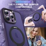 For iPhone 15 Pro Max Skin-feel MagSafe Holder PC Hybrid TPU Phone Case(Dark Purple) - Image 4