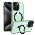For iPhone 15 Pro Max Skin-feel MagSafe Holder PC Hybrid TPU Phone Case(Matcha Green)