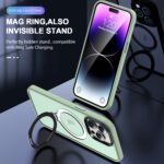 For iPhone 15 Pro Max Skin-feel MagSafe Holder PC Hybrid TPU Phone Case(Matcha Green) - Image 2