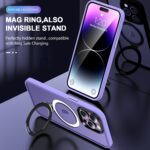 For iPhone 15 Pro Max Skin-feel MagSafe Holder PC Hybrid TPU Phone Case(Purple) - Image 2