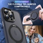 For iPhone 14 Plus Skin-feel MagSafe Holder PC Hybrid TPU Phone Case(Dark Blue) - Image 4