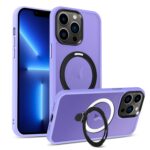 For iPhone 13 Pro Skin-feel MagSafe Holder PC Hybrid TPU Phone Case(Purple)