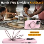 For iPhone 13 Pro Liquid Silicone MagSafe Magnetic Phone Case with Ring Holder(Grey Pink) - Image 5