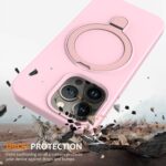 For iPhone 13 Pro Liquid Silicone MagSafe Magnetic Phone Case with Ring Holder(Grey Pink) - Image 6