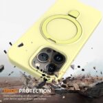For iPhone 13 Pro Liquid Silicone MagSafe Magnetic Phone Case with Ring Holder(Yellow) - Image 6