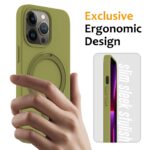 For iPhone 13 Pro Liquid Silicone MagSafe Magnetic Phone Case with Ring Holder(Willow Green) - Image 2