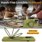 For iPhone 13 Pro Liquid Silicone MagSafe Magnetic Phone Case with Ring Holder(Willow Green) - Image 5