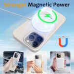 For iPhone 15 Pro Max Liquid Silicone MagSafe Magnetic Phone Case with Ring Holder(Antique White) - Image 3