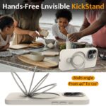 For iPhone 15 Pro Max Liquid Silicone MagSafe Magnetic Phone Case with Ring Holder(Antique White) - Image 5