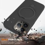 For iPhone 15 Pro Max Liquid Silicone MagSafe Magnetic Phone Case with Ring Holder(Carbon Black) - Image 6