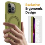 For iPhone 15 Pro Max Liquid Silicone MagSafe Magnetic Phone Case with Ring Holder(Willow Green) - Image 2