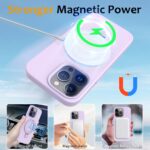 For iPhone 15 Pro Max Liquid Silicone MagSafe Magnetic Phone Case with Ring Holder(Lilac Purple) - Image 3
