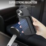 For iPhone 15 Fierre Shann Oil Wax Cow Leather Card Holder Back Phone Case(Black) - Image 4