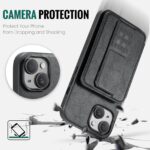 For iPhone 15 Fierre Shann Oil Wax Cow Leather Card Holder Back Phone Case(Black) - Image 6