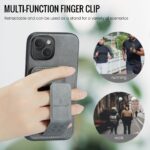 For iPhone 15 Fierre Shann Oil Wax Cow Leather Card Holder Back Phone Case(Grey) - Image 5