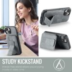 For iPhone 15 Fierre Shann Oil Wax Cow Leather Card Holder Back Phone Case(Grey) - Image 7