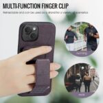 For iPhone 15 Fierre Shann Oil Wax Cow Leather Card Holder Back Phone Case(Purple) - Image 5