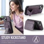 For iPhone 15 Fierre Shann Oil Wax Cow Leather Card Holder Back Phone Case(Purple) - Image 7