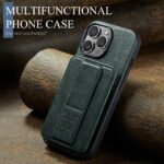 For iPhone 14 Pro Max Fierre Shann Oil Wax Cow Leather Card Holder Back Phone Case(Green) - Image 2