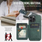 For iPhone 14 Pro Max Fierre Shann Oil Wax Cow Leather Card Holder Back Phone Case(Green) - Image 3