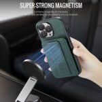 For iPhone 14 Pro Max Fierre Shann Oil Wax Cow Leather Card Holder Back Phone Case(Green) - Image 4