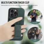 For iPhone 14 Pro Max Fierre Shann Oil Wax Cow Leather Card Holder Back Phone Case(Green) - Image 5