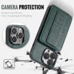 For iPhone 14 Pro Max Fierre Shann Oil Wax Cow Leather Card Holder Back Phone Case(Green) - Image 6