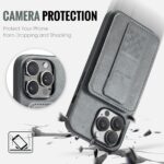 For iPhone 14 Pro Max Fierre Shann Oil Wax Cow Leather Card Holder Back Phone Case(Grey) - Image 6