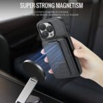 For iPhone 13 Pro Max Fierre Shann Oil Wax Cow Leather Card Holder Back Phone Case(Black) - Image 4