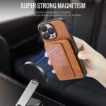 For iPhone 13 Pro Max Fierre Shann Oil Wax Cow Leather Card Holder Back Phone Case(Brown) - Image 4