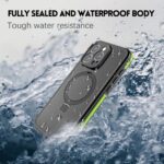 For iPhone 15 Pro RedPepper IP68 Waterproof MagSafe Magnetic Holder Phone Case(Yellow Green) - Image 3