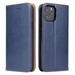 For iPhone 12 mini Fierre Shann PU Genuine Leather Texture Horizontal Flip Leather Case with Holder & Card Slots & Wallet(Blue)